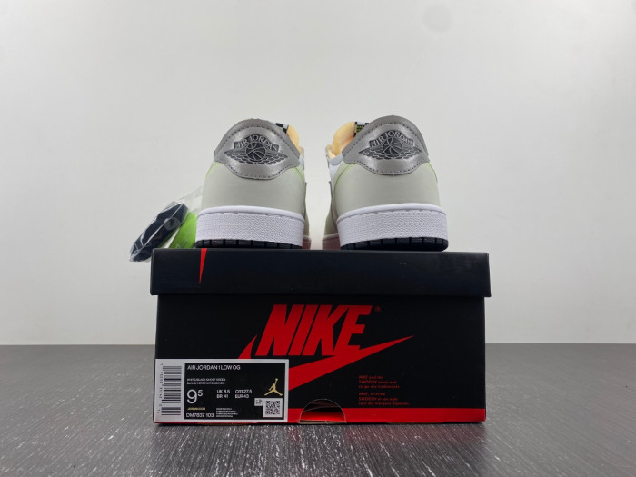 air jordan 1 retro low white ghost green black dm7837-103