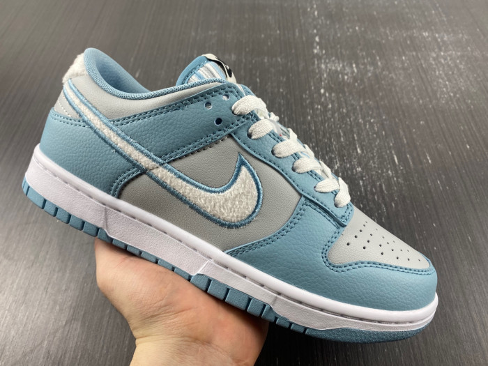 Nike Dunk Low Retro Fleece Swoosh Worn Blue FB1871-011
