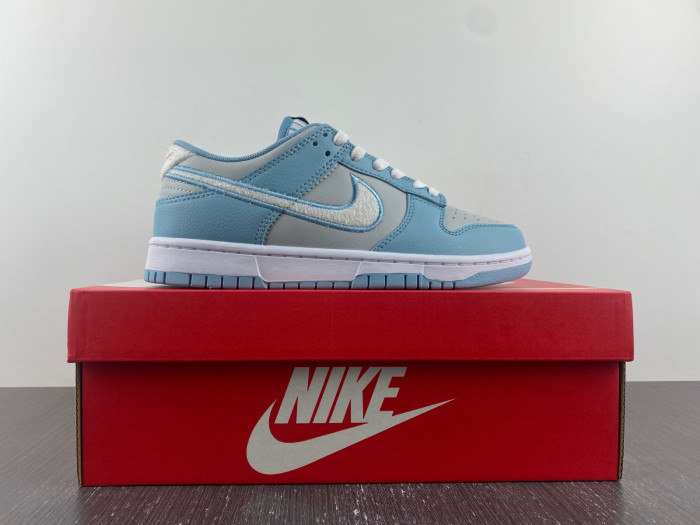 Nike Dunk Low Retro Fleece Swoosh Worn Blue FB1871-011